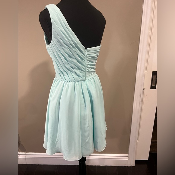 MORI LEE BY MADELINE GARDNER - light aqua / Tiffany blue mini bridesmaid dress - Picture 2 of 16